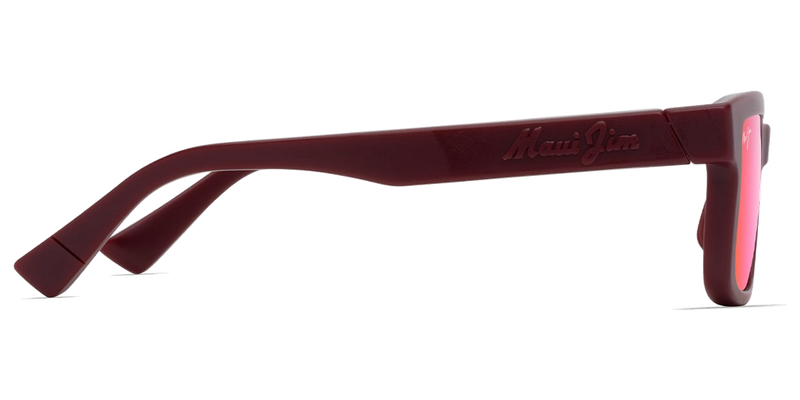 Maui Jim Hiapo Asian Fit in Matte Burgundy / MAUI Sunrise (P655-04) - Temple Detail