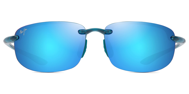 Maui Jim Ho‘okipa in Shiny Transparent Blue / Blue Hawaii (B407-03) - Temple Detail