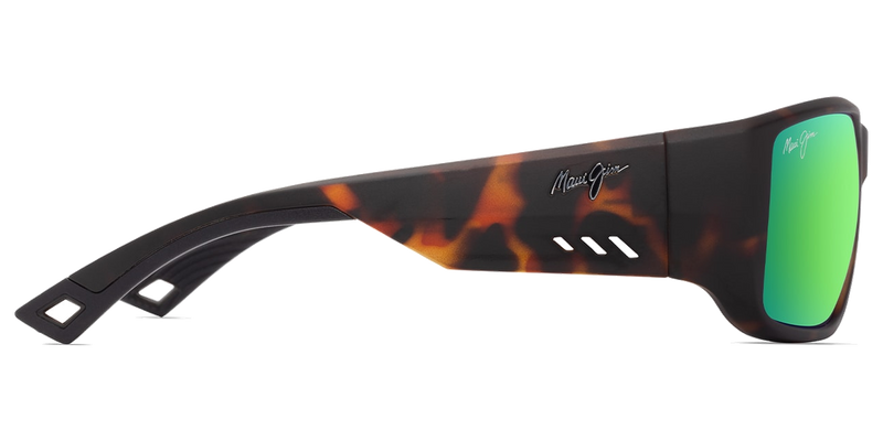 Maui Jim Keha Asian Fit in Matte Dark Havana / MAUIGreen® (GM664-10) - Temple Detail