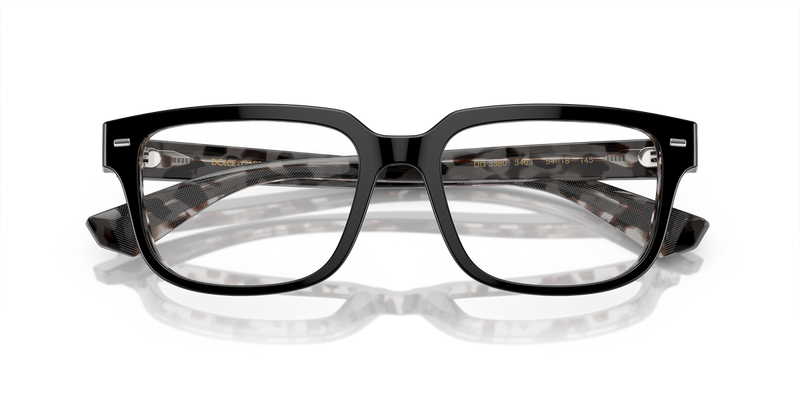 Dolce & Gabbana DG3380 in Black On Grey Havana / Demo Lens (3403) - Side View