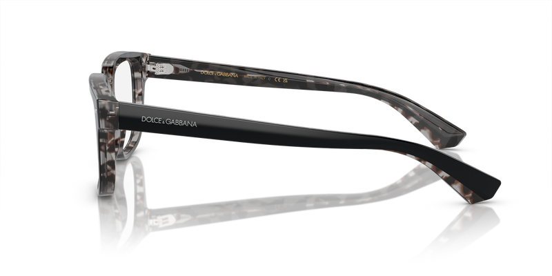 Dolce & Gabbana DG3380 in Black On Grey Havana / Demo Lens (3403) - Back View