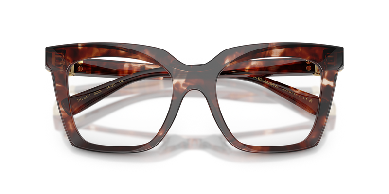 Dolce & Gabbana DG3417 in Dark Red Havana / Demo Lens (3222) - Side View