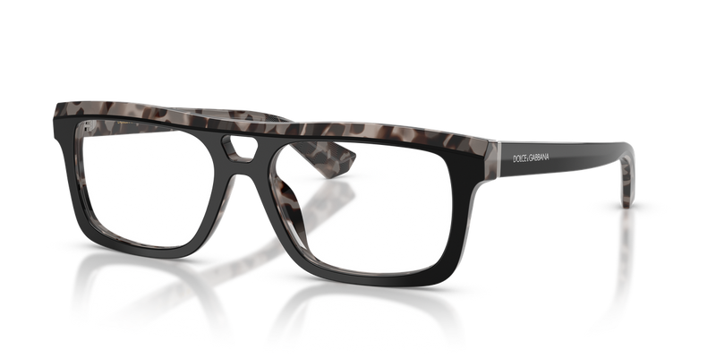 Dolce & Gabbana DG3431 in Black On Grey Havana / Demo Lens (3403) - Front View