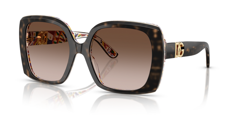 Dolce & Gabbana DG4475 in Havana On White Barrow / Brown Gradient (321713) - Front View