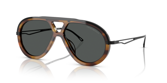 Emporio Armani EA4242U - Shiny Striped Brown / Dark Grey (621287)