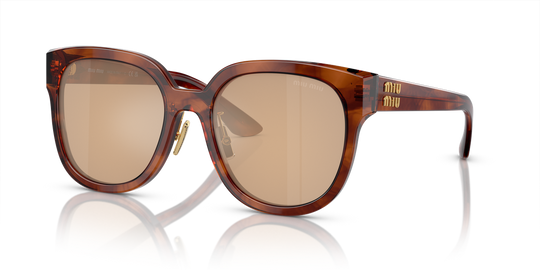Miu Miu MU 01ZS - Striped Tobacco / Orange Mirror Internal Silver (11Q40D)