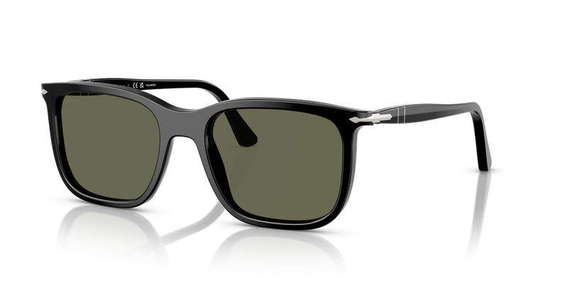 Persol RENZO in Black / Polarized Green (95/58) - Front View