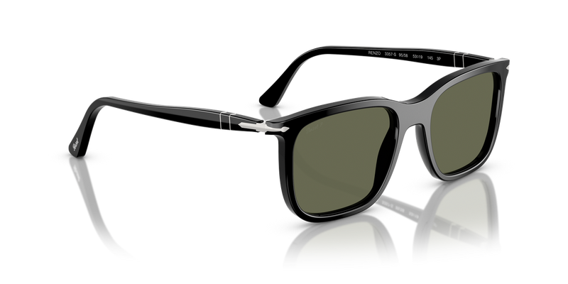 Persol RENZO in Black / Polarized Green (95/58) - Alternate View