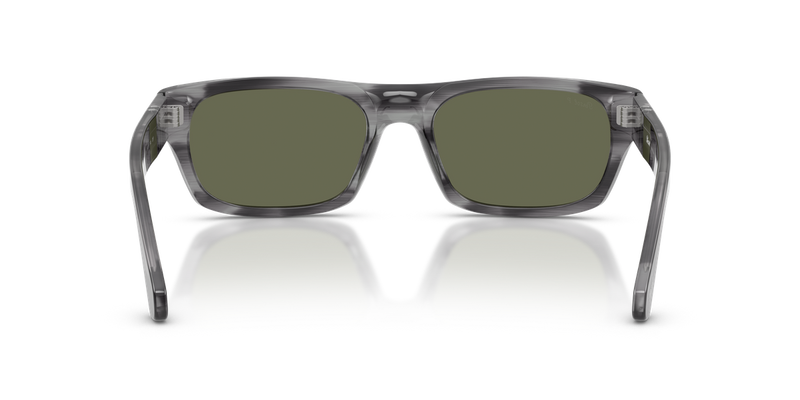 Persol PO3398S in Striped Grey / Green Polarized (119258) - Temple Detail