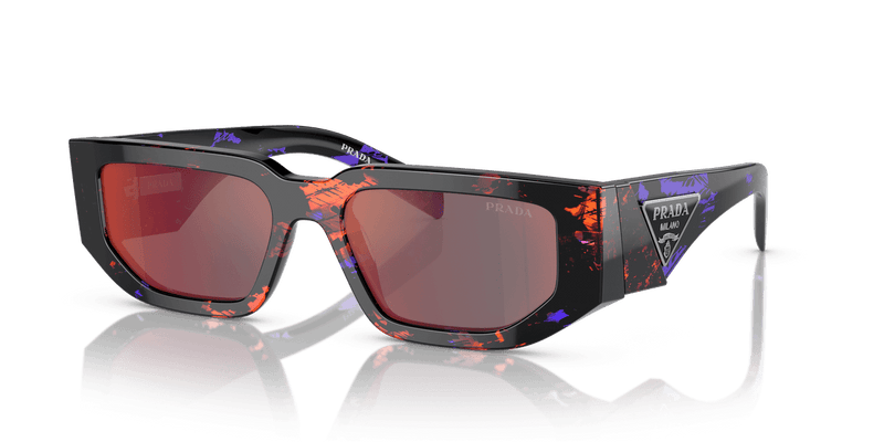 Prada PR 09ZSF in Abstract Orange / Dark Grey Mirror Blue/Red (06V40E) - Alternate View