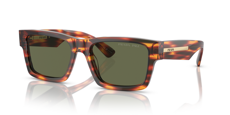 Prada PR 25ZS in Striped Briar Tortoise / Green Polarized (16S03R) - Front View