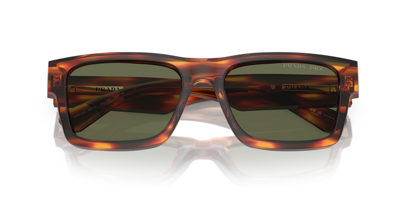 Prada PR 25ZS in Striped Briar Tortoise / Green Polarized (16S03R) - Side View