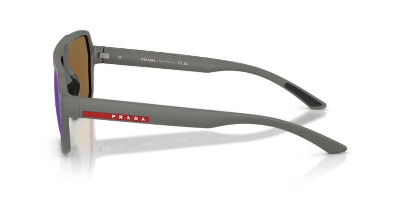 Prada Linea Rossa PS A06S in Grey Silver / Light Green Mirror Blue (16X08R) - Temple Detail