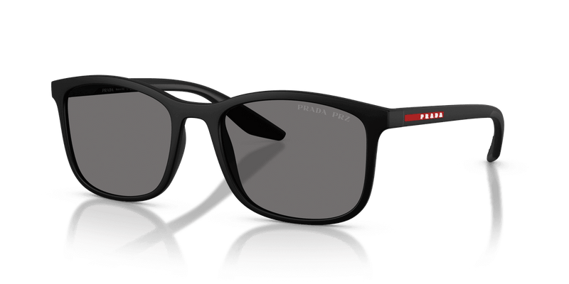 Prada Linea Rossa PS A08S in Rubbered Black / Dark Grey Polarized (DG002G) - Front View