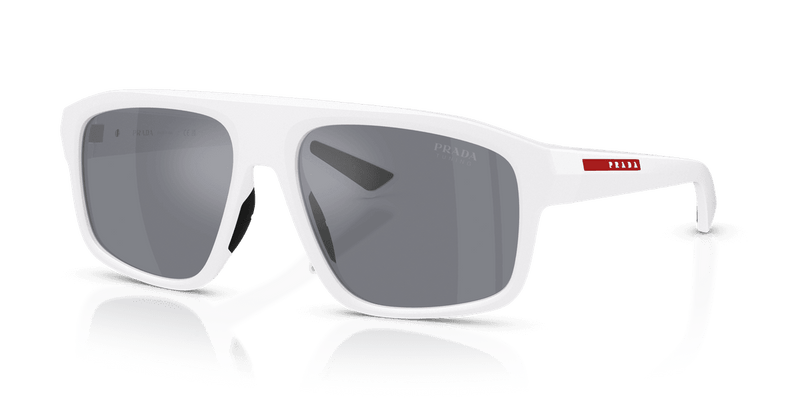 Prada Linea Rossa PS B02S in Matte White / Light Blue Mirror Silver (AAI40A) - Front View