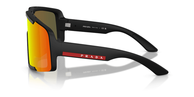 Prada Linea Rossa PS B07S in Matte Black / Dark Brown Mirror (1BO70U) - Temple Detail