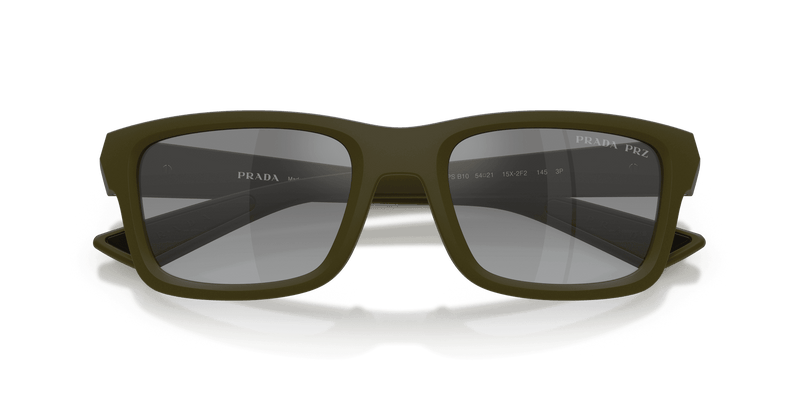 Prada Linea Rossa PS B10S in Matte Green / Grey Gradient Mirror (15X2F2) - Side View