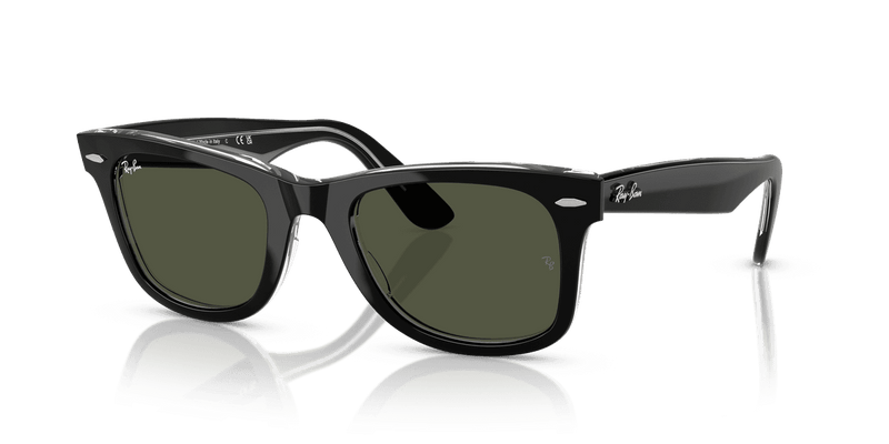 Ray-Ban WAYFARER RB2140 in Black On Transparent / Green (129431) - Alternate View