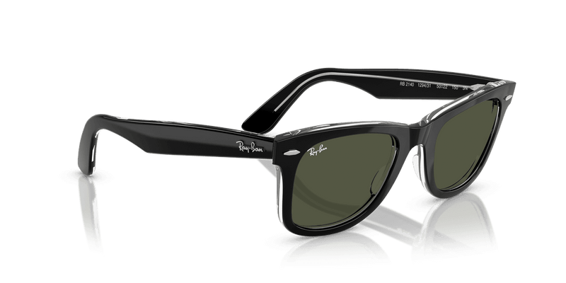 Ray-Ban WAYFARER RB2140 in Black On Transparent / Green (129431) - Alternate View