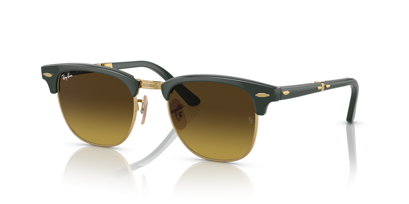 Ray-Ban CLUBMASTER FOLDING in Green On Gold / Brown (136885) - Front View