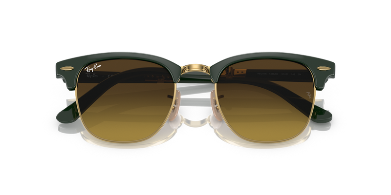 Ray-Ban CLUBMASTER FOLDING in Green On Gold / Brown (136885) - Side View