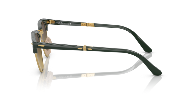 Ray-Ban CLUBMASTER FOLDING in Green On Gold / Brown (136885) - Back View
