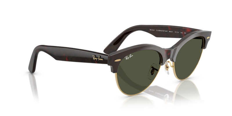Ray-Ban CLUBMASTER WAY in Red Havana On Gold / Green (990/31) - Alternate View