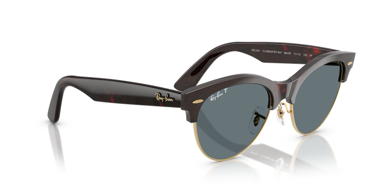 Ray-Ban CLUBMASTER WAY in Red Havana On Gold / Dark Blue Polarized (990/3R) - Alternate View