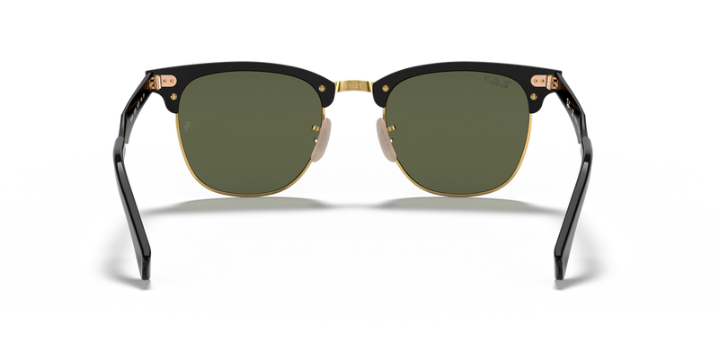 Ray-Ban CLUBMASTER ALUMINUM in Black On Gold / G-15 Green Polarized (136/N5) - Temple Detail