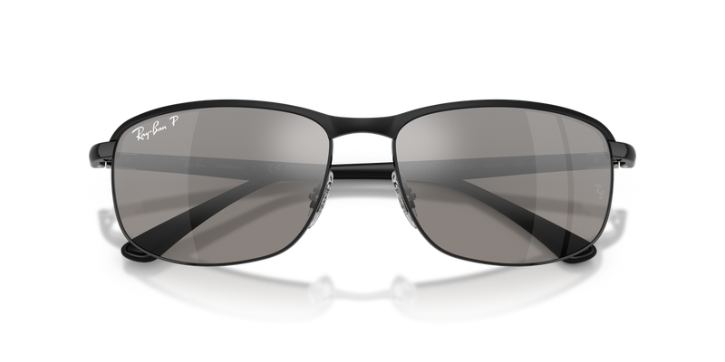 Ray-Ban RB3671CH in Black On Black / Mirror Silver Polarized+ (186/5J) - Side View