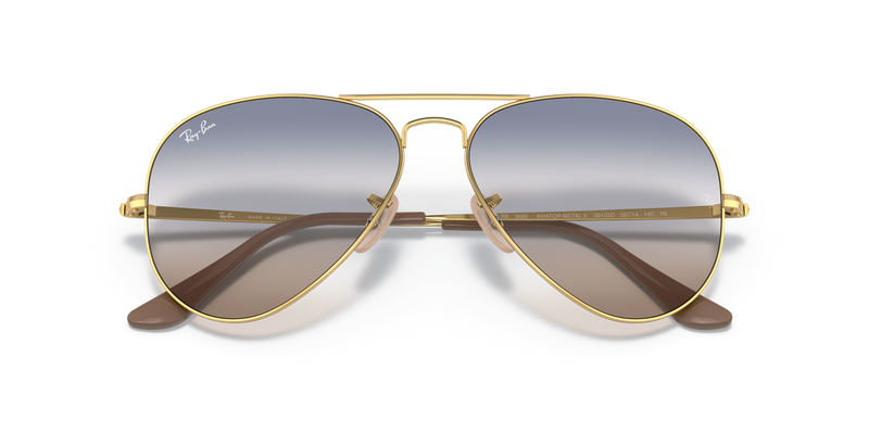 Ray-Ban AVIATOR METAL II in Arista Gold / Blue/Brown Gradient (001/GD) - Side View