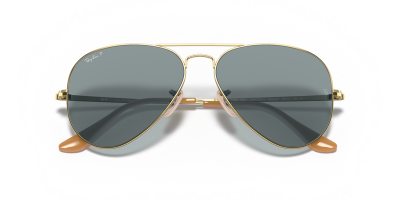 Ray-Ban AVIATOR METAL II in Arista Gold / Light Blue Polarized (9064S2) - Alternate View