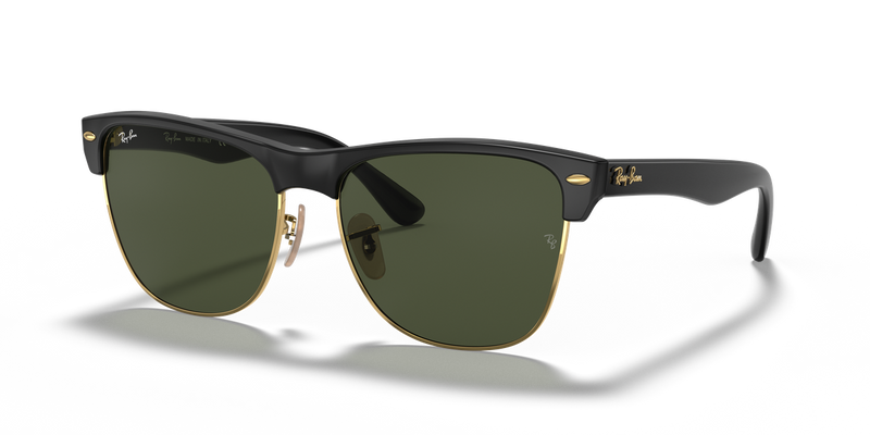 Ray-Ban CLUBMASTER OVERSIZED in Black On Gold / G-15 Green (877) - Front View