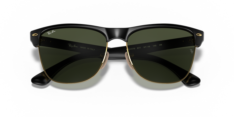 Ray-Ban CLUBMASTER OVERSIZED in Black On Gold / G-15 Green (877) - Side View