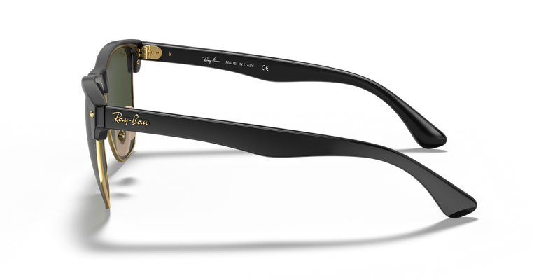 Ray-Ban CLUBMASTER OVERSIZED in Black On Gold / G-15 Green (877) - Back View