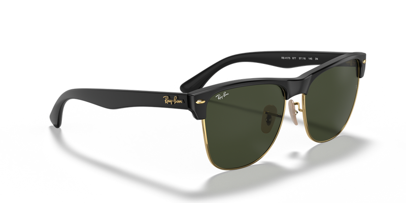 Ray-Ban CLUBMASTER OVERSIZED in Black On Gold / G-15 Green (877) - Alternate View