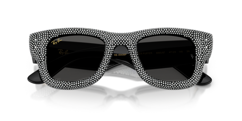 Ray-Ban WAYFARER PUFFER in Black & Strass Pave / Ultra Black (686587) - Side View