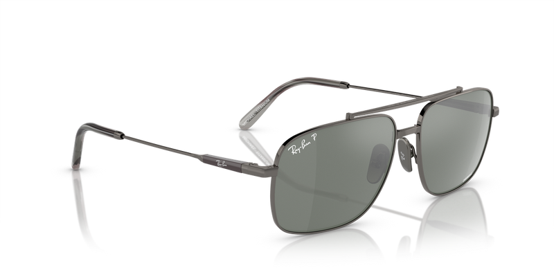 Ray-Ban MICHAEL TITANIUM in Gunmetal / Silver/Grey Polarized+ (165/GK) - Alternate View