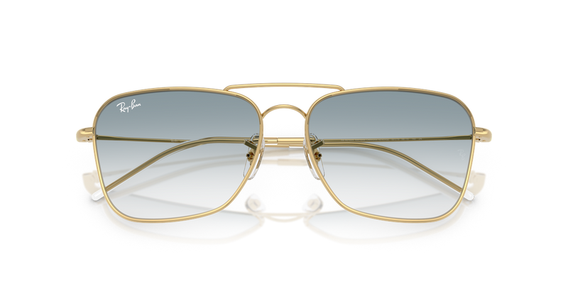 Ray-Ban CARAVAN REVERSE in Arista Gold / Clear Gradient Blue (001/79) - Side View