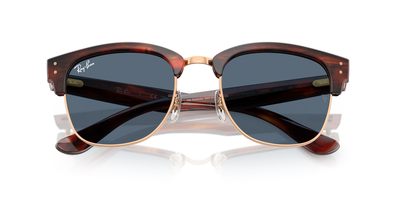 Ray-Ban CLUBMASTER REVERSE in Striped Havana On Rose Gold / Dark Blue (13983A) - Alternate View
