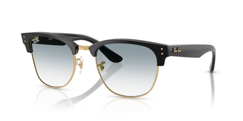 Ray-Ban CLUBMASTER REVERSE in Black On Gold / Clear Gradient Blue (667779) - Front View