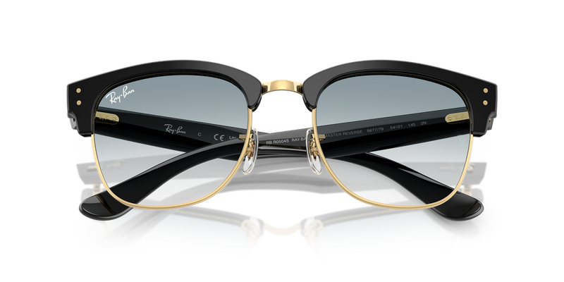 Ray-Ban CLUBMASTER REVERSE in Black On Gold / Clear Gradient Blue (667779) - Side View