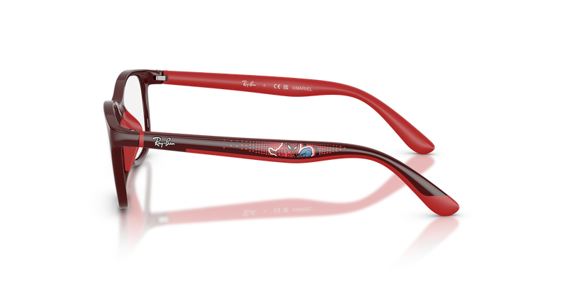 Ray-Ban Junior RJ9644S in Dark Red/Rubber Red - Back View