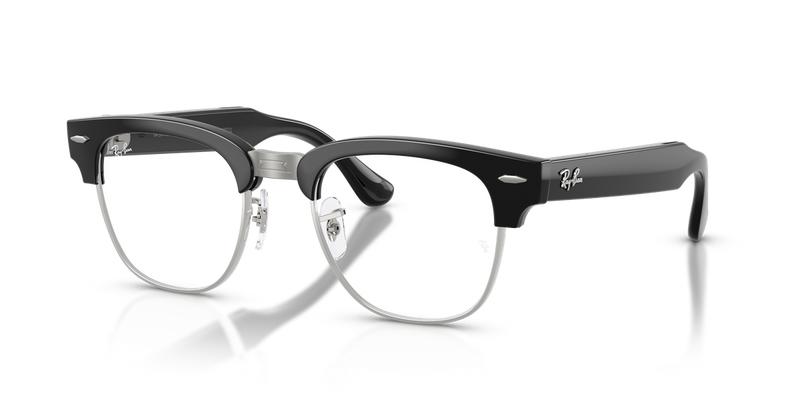 Ray-Ban Meta Audio Clubmaster - Black on Silver / Clear (Blue-Violet Filter) (601_SB)