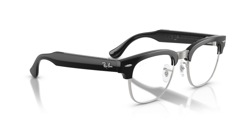 Ray-Ban Meta Audio Clubmaster - Black on Silver / Clear (Blue-Violet Filter) (601_SB)-variant-image