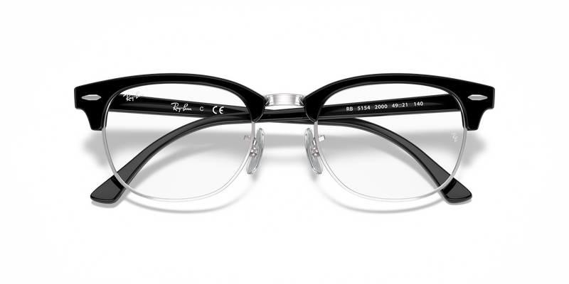 Ray-Ban CLUBMASTER in Black On Silver / Clear (2000) - Side View
