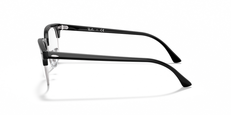 Ray-Ban CLUBMASTER in Black On Silver / Clear (2000) - Back View