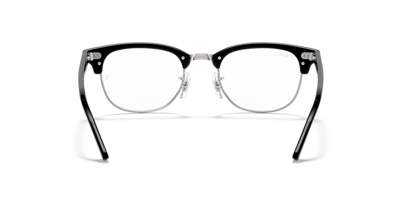 Ray-Ban CLUBMASTER in Black On Silver / Clear (2000) - Temple Detail