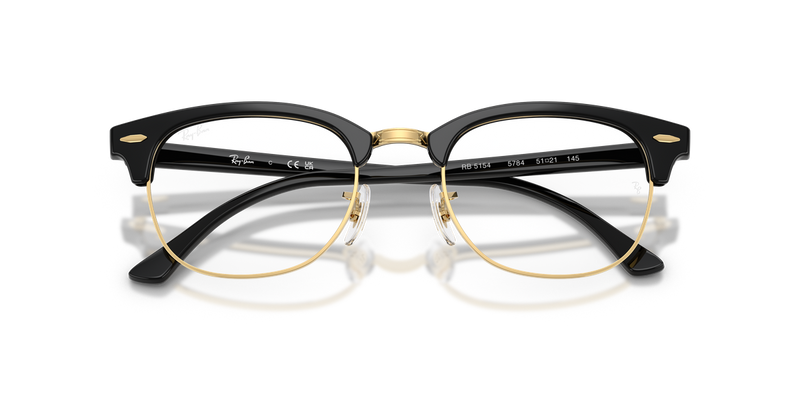 Ray-Ban CLUBMASTER in Black & Gold / Clear (5784) - Alternate View