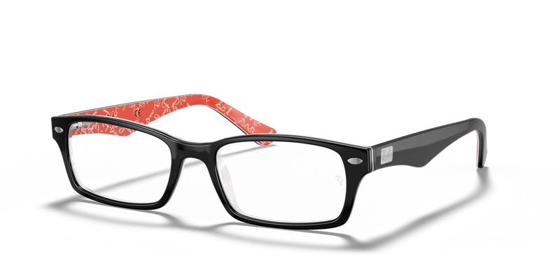 Ray-Ban RX5206 in Black On Red / Clear (2479) - Alternate View
